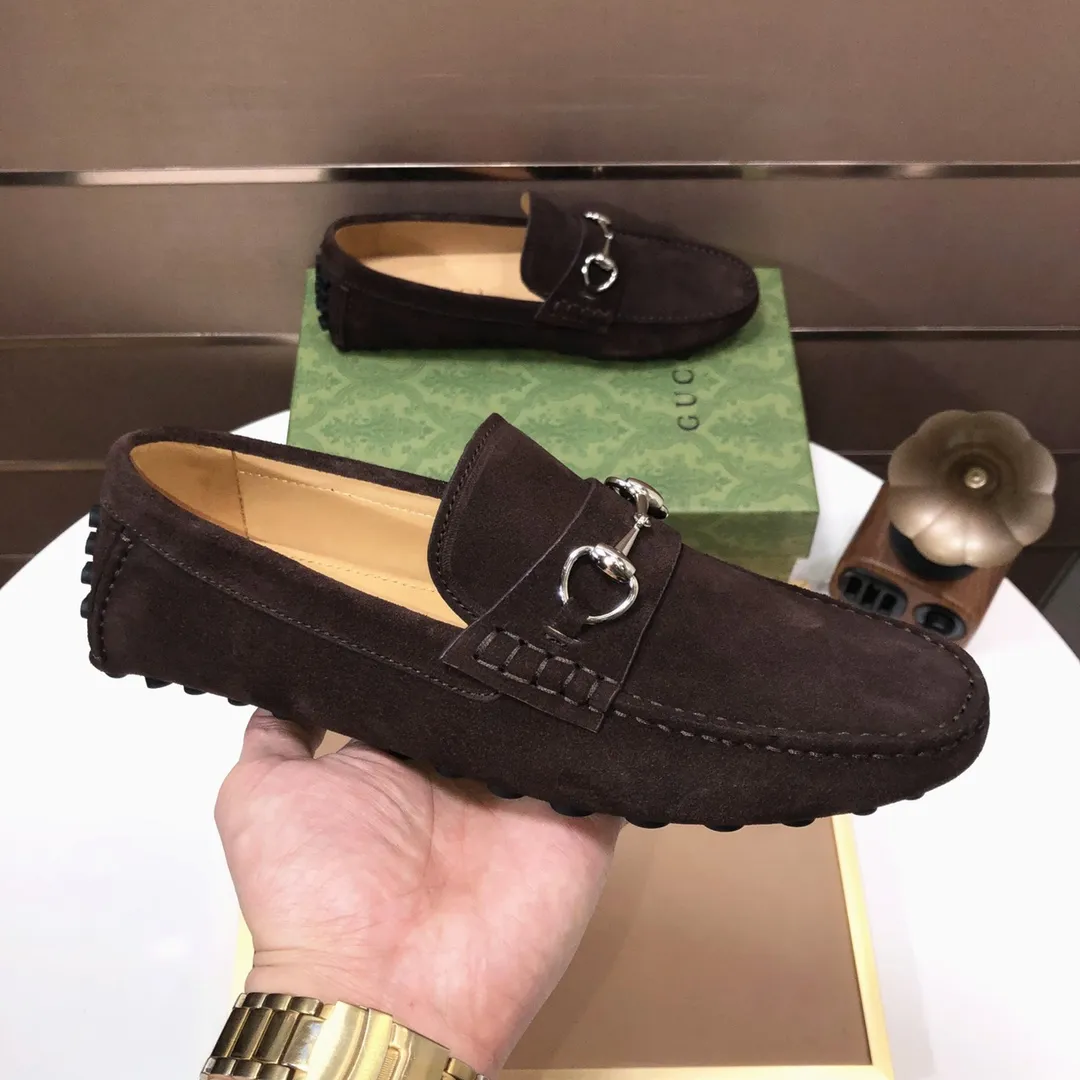 Men's Men's Shoes💰420💰[Gucci GUCCI] (High-end Niuli) New 🍀Gucci*-Gucci Peas Shoes! Made of imported original cowhide, the inner top layer is comfortable cowhide lining! Original wear-resistant rubber outsole! High quality products! Code number 38-44!